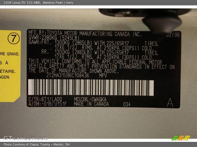 Bamboo Pearl / Ivory 2006 Lexus RX 330 AWD