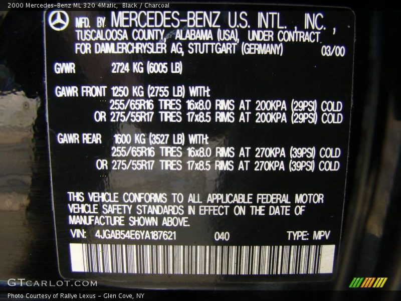 Black / Charcoal 2000 Mercedes-Benz ML 320 4Matic