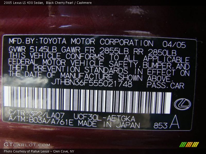 Black Cherry Pearl / Cashmere 2005 Lexus LS 430 Sedan