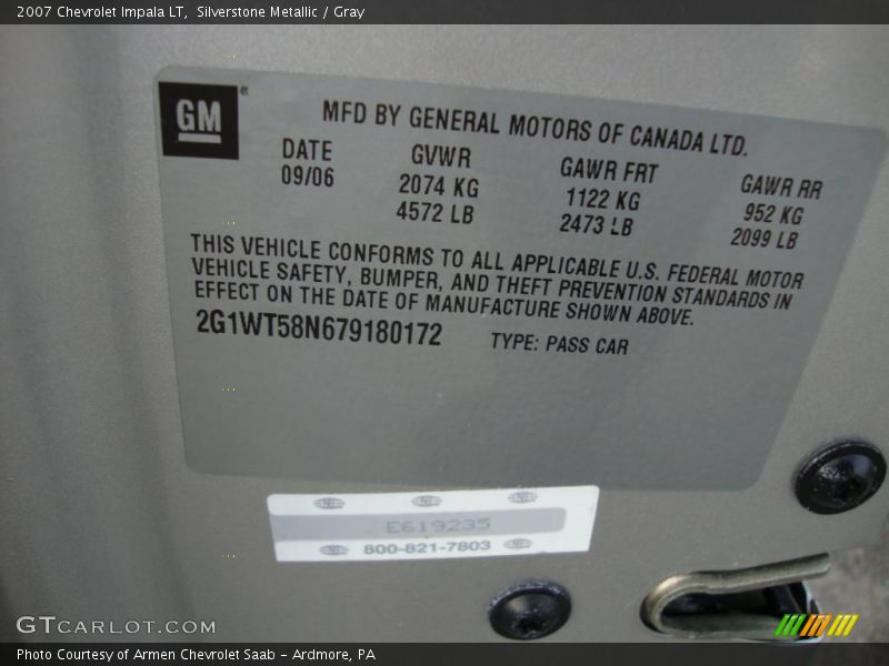 Silverstone Metallic / Gray 2007 Chevrolet Impala LT