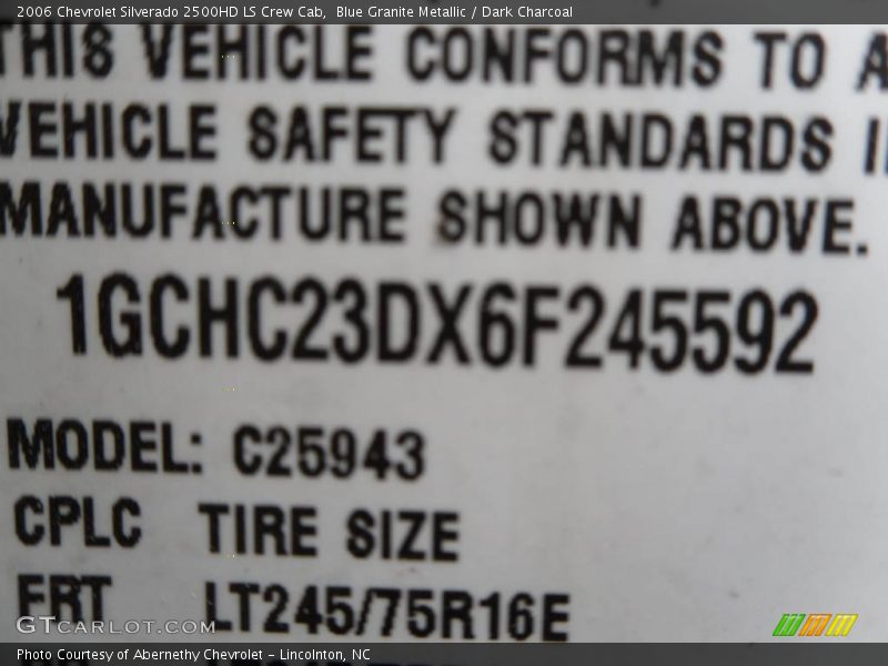 Blue Granite Metallic / Dark Charcoal 2006 Chevrolet Silverado 2500HD LS Crew Cab
