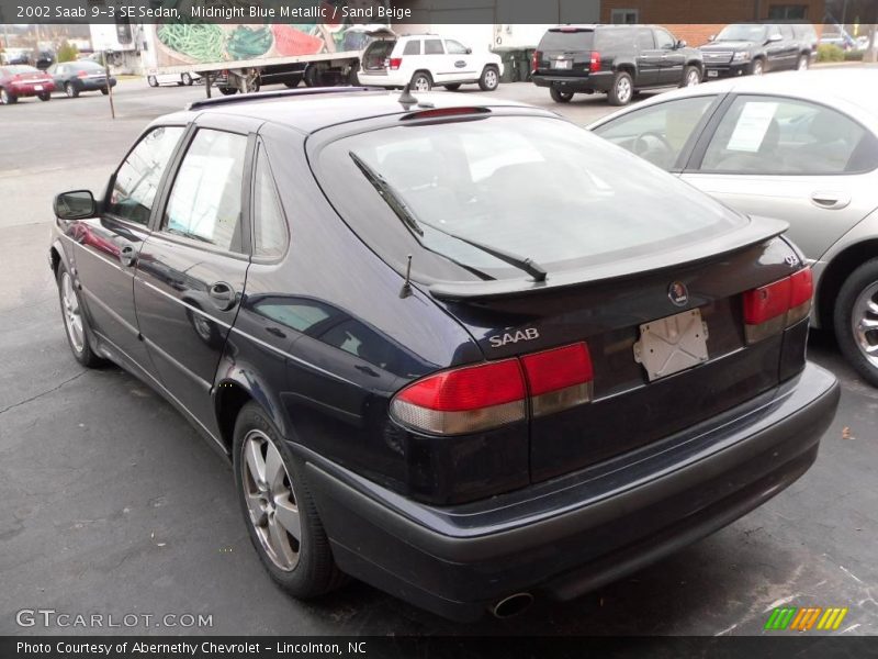 Midnight Blue Metallic / Sand Beige 2002 Saab 9-3 SE Sedan
