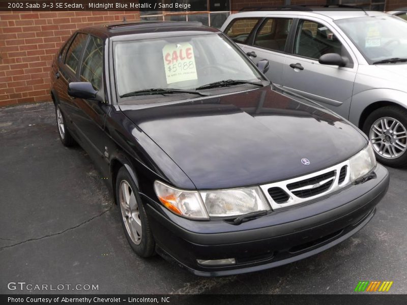 Midnight Blue Metallic / Sand Beige 2002 Saab 9-3 SE Sedan