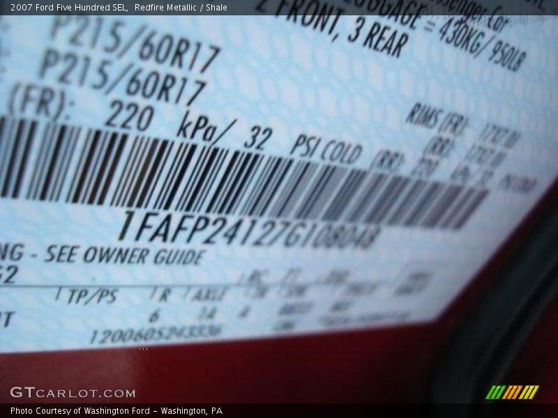 Redfire Metallic / Shale 2007 Ford Five Hundred SEL