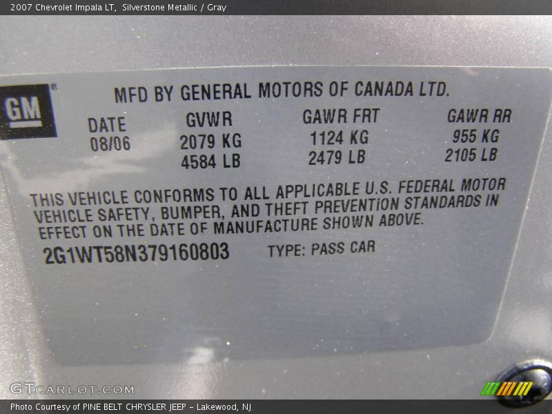 Silverstone Metallic / Gray 2007 Chevrolet Impala LT