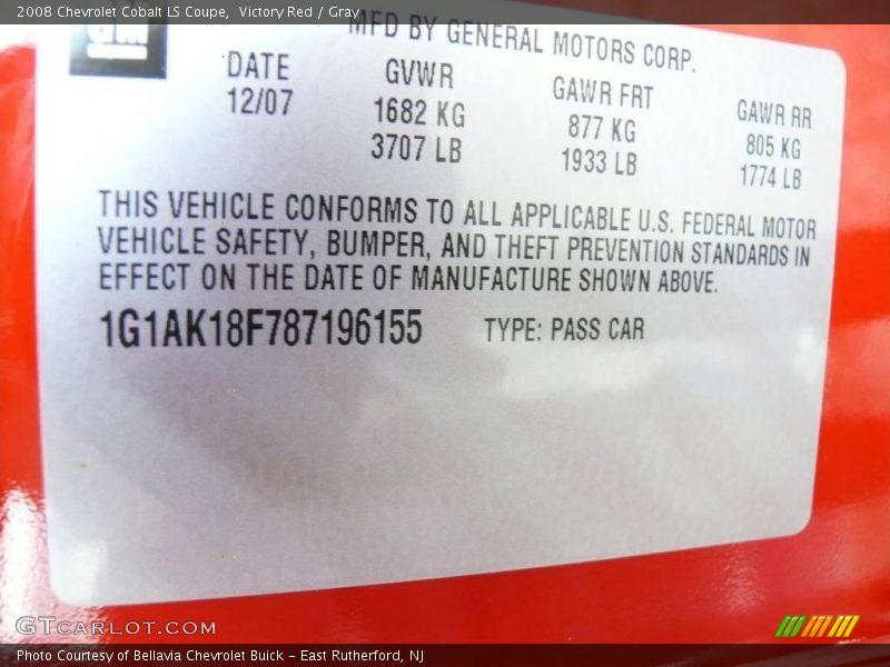 Victory Red / Gray 2008 Chevrolet Cobalt LS Coupe