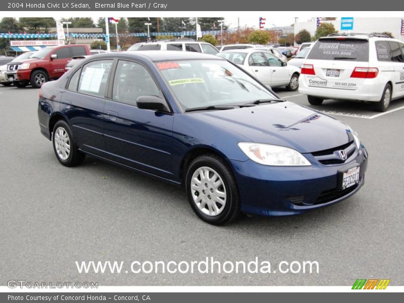 Eternal Blue Pearl / Gray 2004 Honda Civic LX Sedan