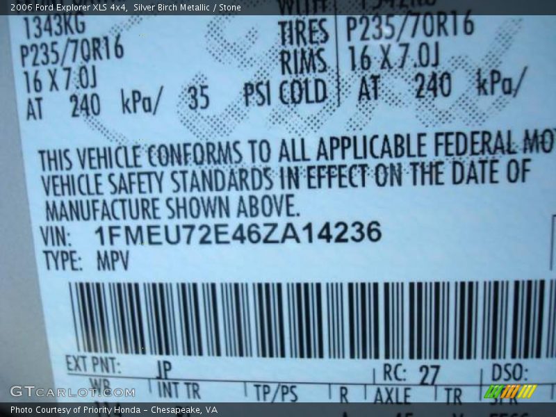 Silver Birch Metallic / Stone 2006 Ford Explorer XLS 4x4