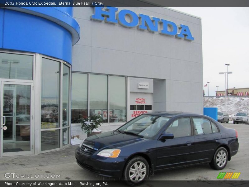 Eternal Blue Pearl / Gray 2003 Honda Civic EX Sedan