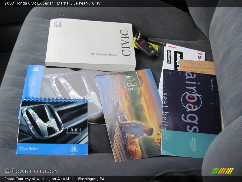Eternal Blue Pearl / Gray 2003 Honda Civic EX Sedan