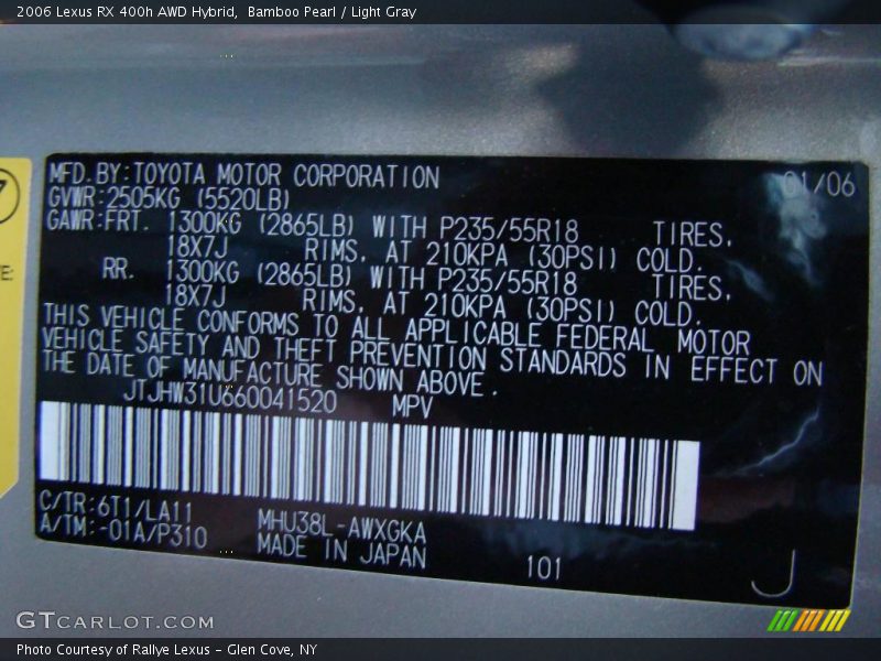 Bamboo Pearl / Light Gray 2006 Lexus RX 400h AWD Hybrid