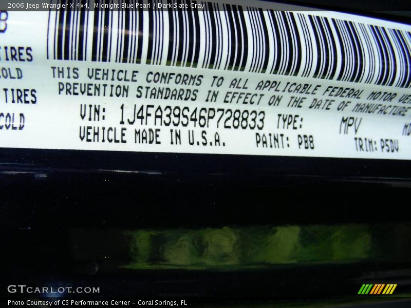 Midnight Blue Pearl / Dark Slate Gray 2006 Jeep Wrangler X 4x4