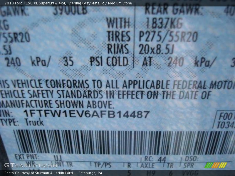 Sterling Grey Metallic / Medium Stone 2010 Ford F150 XL SuperCrew 4x4