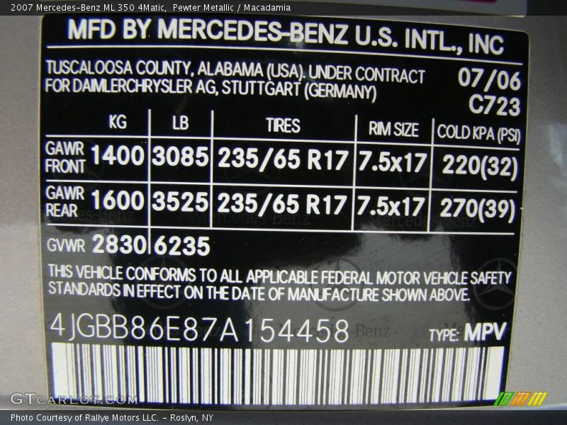 Pewter Metallic / Macadamia 2007 Mercedes-Benz ML 350 4Matic