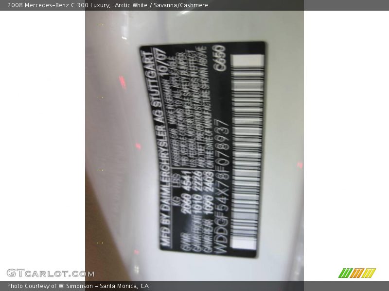 Arctic White / Savanna/Cashmere 2008 Mercedes-Benz C 300 Luxury