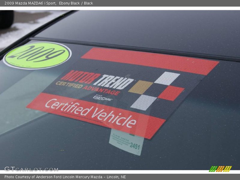 Ebony Black / Black 2009 Mazda MAZDA6 i Sport