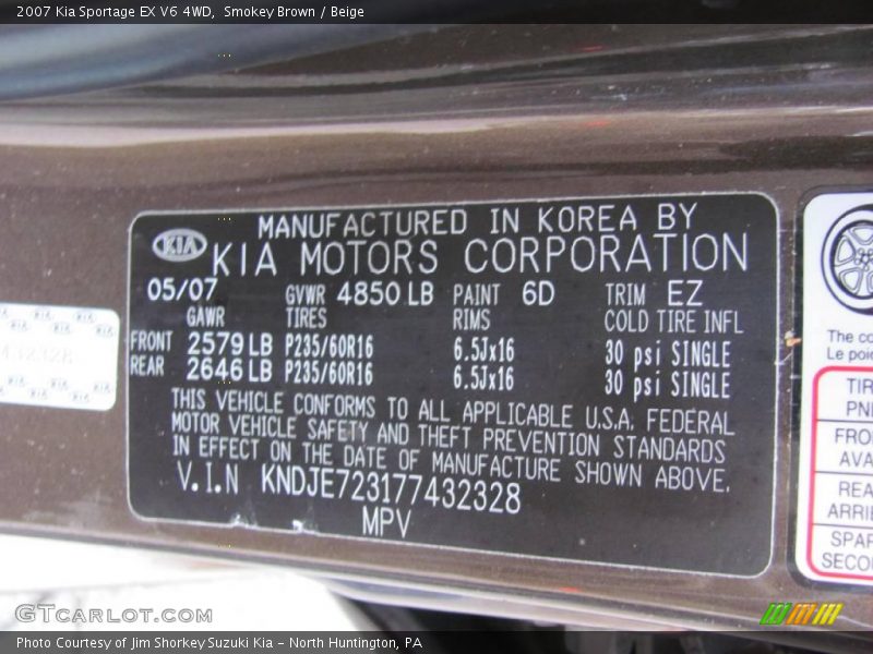 Smokey Brown / Beige 2007 Kia Sportage EX V6 4WD