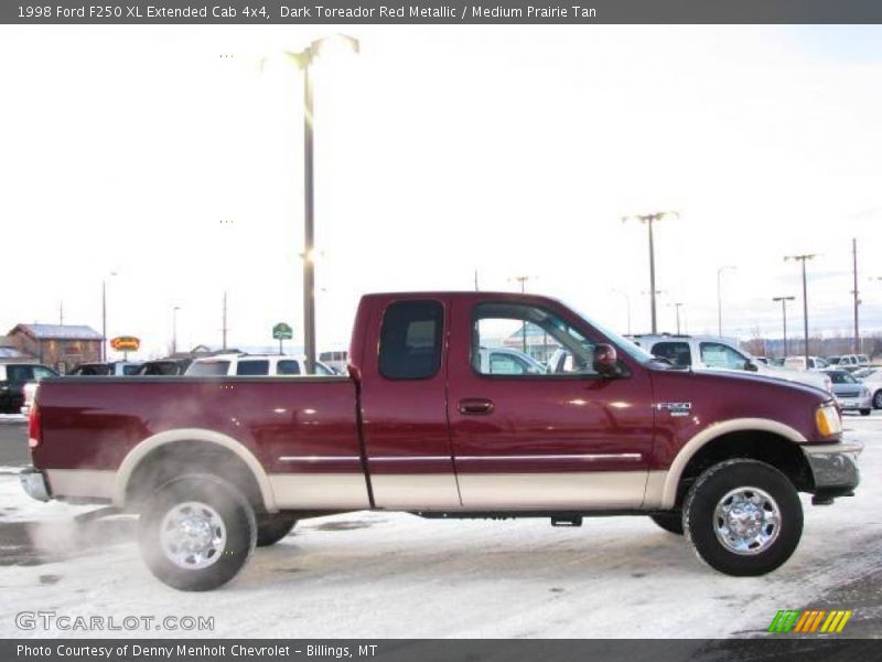 Dark Toreador Red Metallic / Medium Prairie Tan 1998 Ford F250 XL Extended Cab 4x4