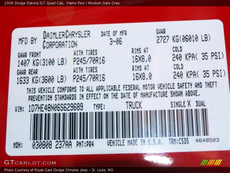 Flame Red / Medium Slate Gray 2006 Dodge Dakota SLT Quad Cab