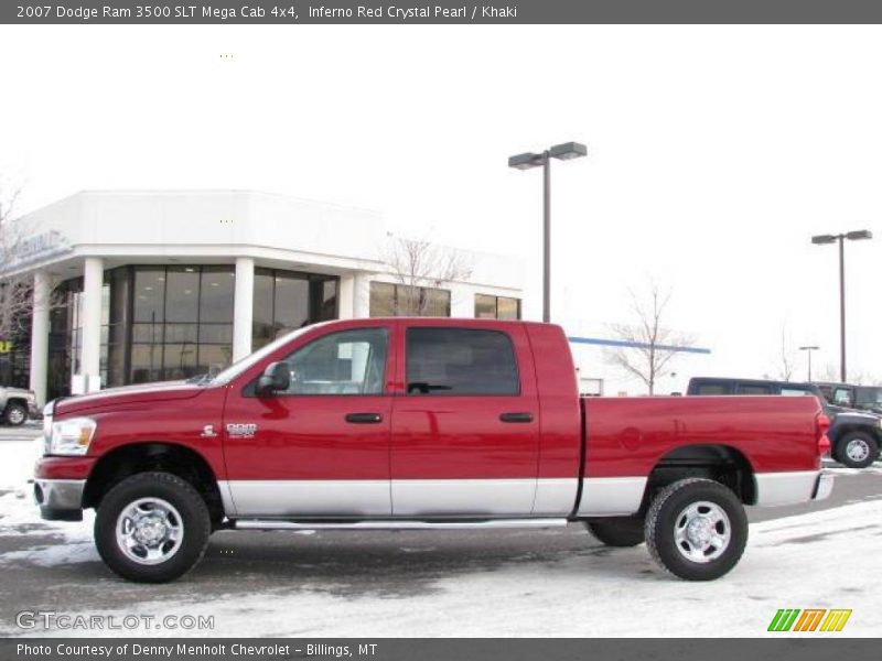 Inferno Red Crystal Pearl / Khaki 2007 Dodge Ram 3500 SLT Mega Cab 4x4