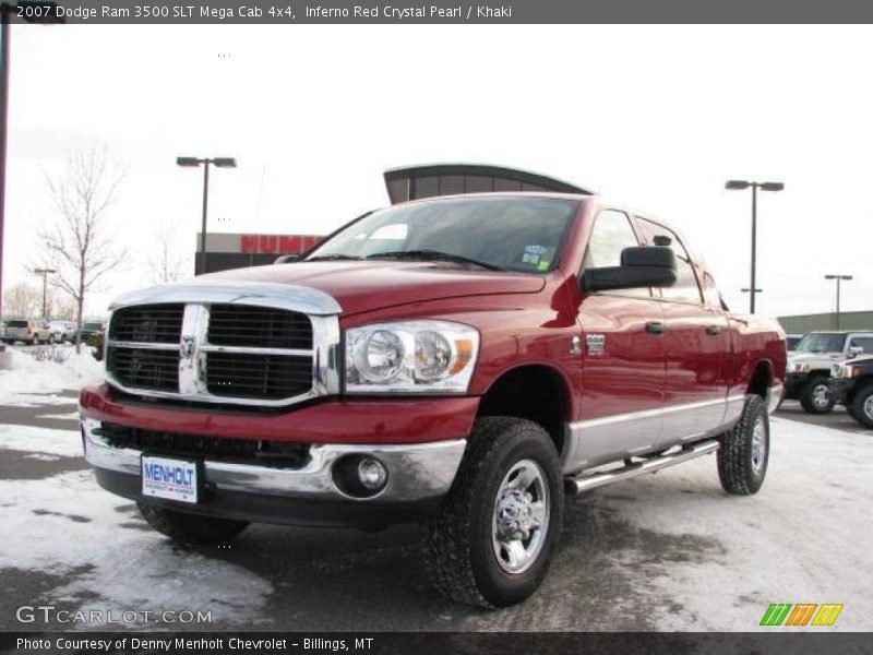 Inferno Red Crystal Pearl / Khaki 2007 Dodge Ram 3500 SLT Mega Cab 4x4