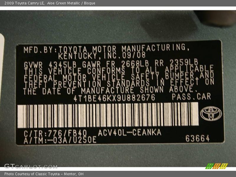 Aloe Green Metallic / Bisque 2009 Toyota Camry LE