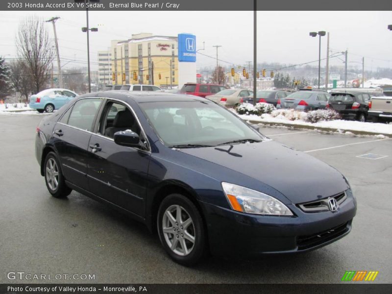 Eternal Blue Pearl / Gray 2003 Honda Accord EX V6 Sedan