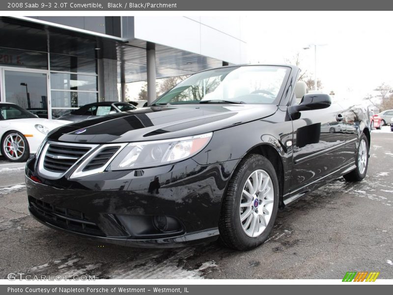 Black / Black/Parchment 2008 Saab 9-3 2.0T Convertible