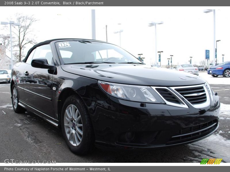 Black / Black/Parchment 2008 Saab 9-3 2.0T Convertible