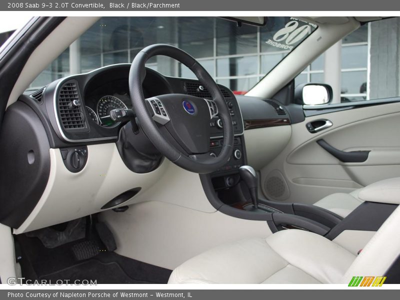 Black / Black/Parchment 2008 Saab 9-3 2.0T Convertible