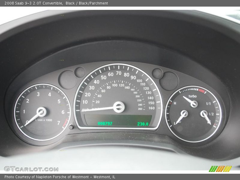 Black / Black/Parchment 2008 Saab 9-3 2.0T Convertible