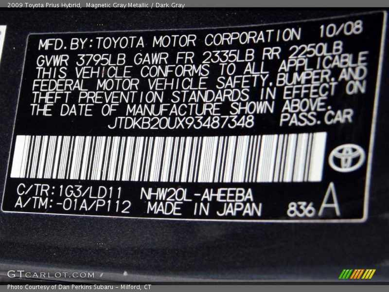 Magnetic Gray Metallic / Dark Gray 2009 Toyota Prius Hybrid