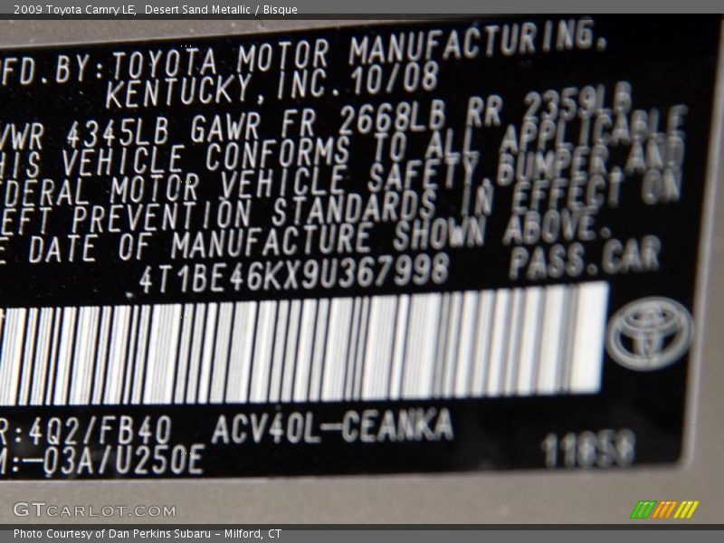 Desert Sand Metallic / Bisque 2009 Toyota Camry LE