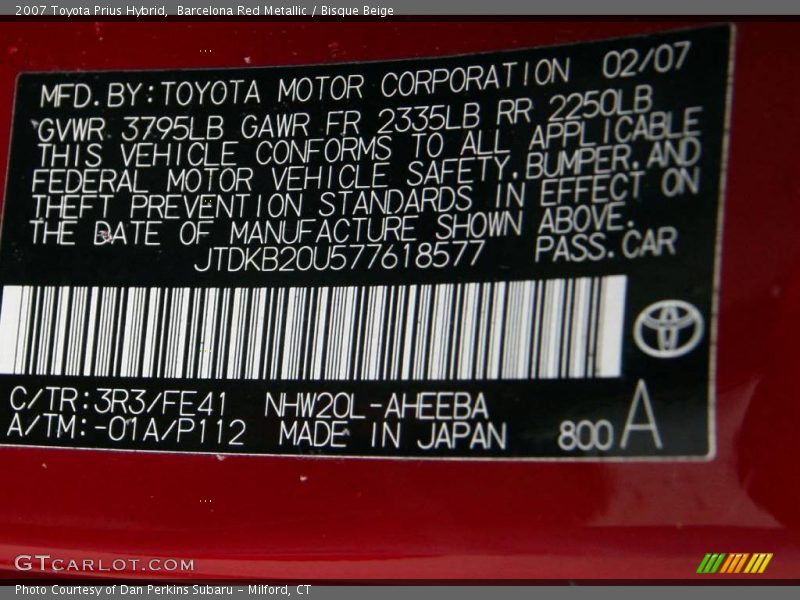 Barcelona Red Metallic / Bisque Beige 2007 Toyota Prius Hybrid