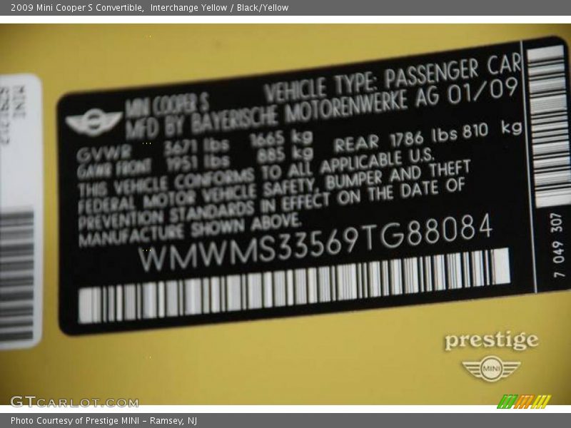 Interchange Yellow / Black/Yellow 2009 Mini Cooper S Convertible