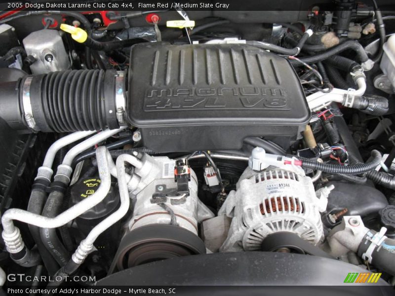 Flame Red / Medium Slate Gray 2005 Dodge Dakota Laramie Club Cab 4x4