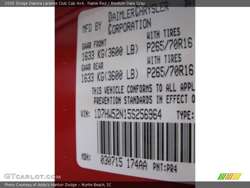 Flame Red / Medium Slate Gray 2005 Dodge Dakota Laramie Club Cab 4x4