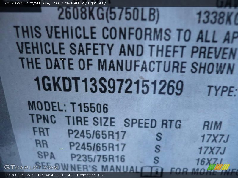 Steel Gray Metallic / Light Gray 2007 GMC Envoy SLE 4x4