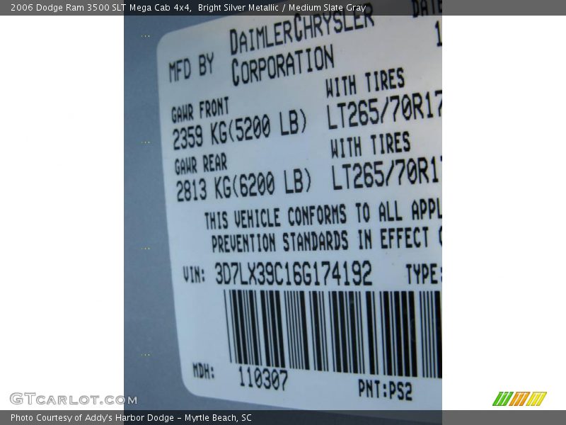 Bright Silver Metallic / Medium Slate Gray 2006 Dodge Ram 3500 SLT Mega Cab 4x4