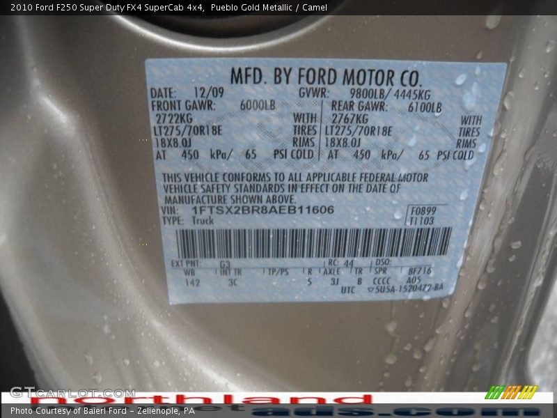 Pueblo Gold Metallic / Camel 2010 Ford F250 Super Duty FX4 SuperCab 4x4