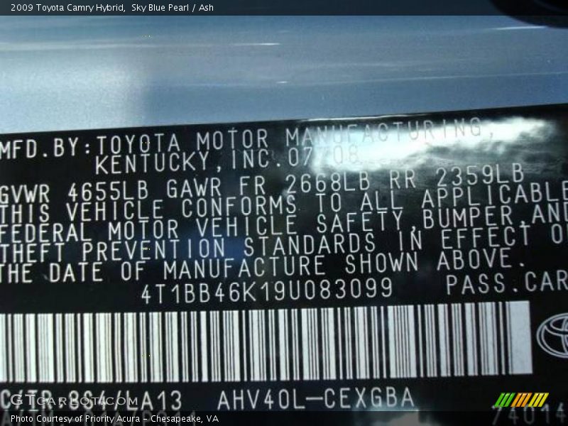 Sky Blue Pearl / Ash 2009 Toyota Camry Hybrid