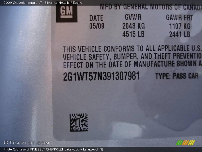 Silver Ice Metallic / Ebony 2009 Chevrolet Impala LT