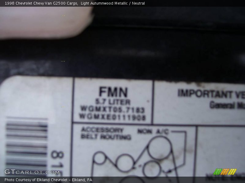 Light Autumnwood Metallic / Neutral 1998 Chevrolet Chevy Van G2500 Cargo
