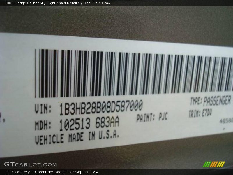Light Khaki Metallic / Dark Slate Gray 2008 Dodge Caliber SE