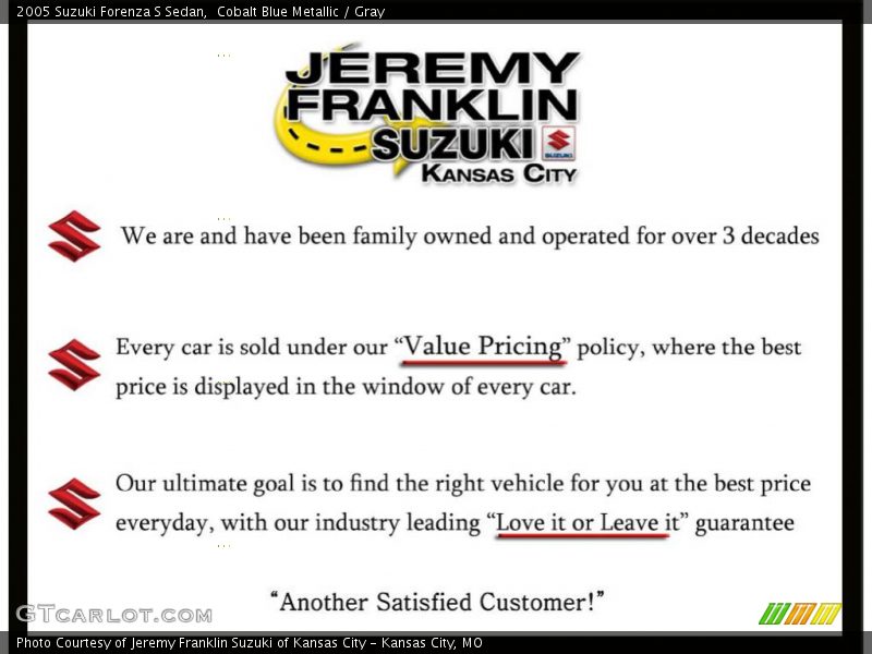 Cobalt Blue Metallic / Gray 2005 Suzuki Forenza S Sedan