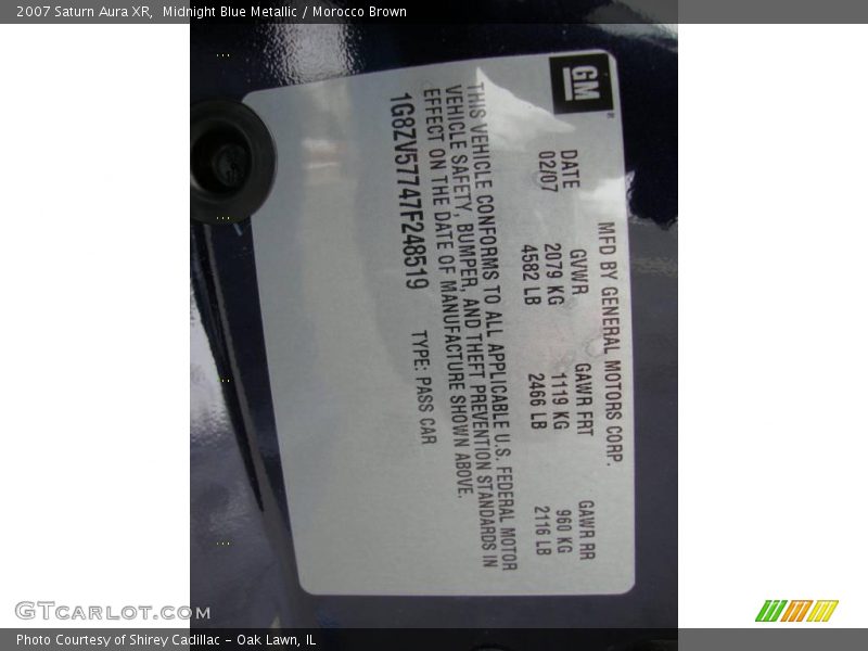Midnight Blue Metallic / Morocco Brown 2007 Saturn Aura XR