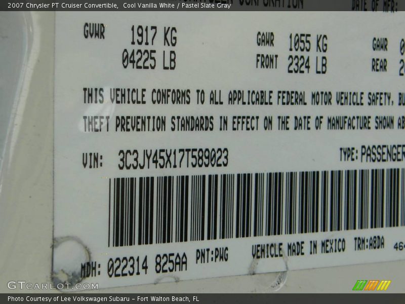 Cool Vanilla White / Pastel Slate Gray 2007 Chrysler PT Cruiser Convertible