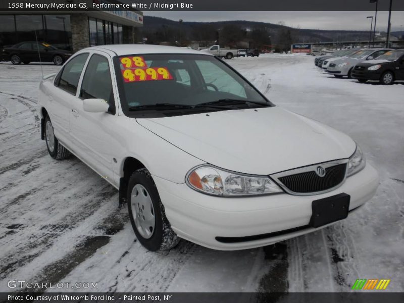 Performance White / Midnight Blue 1998 Mercury Mystique GS