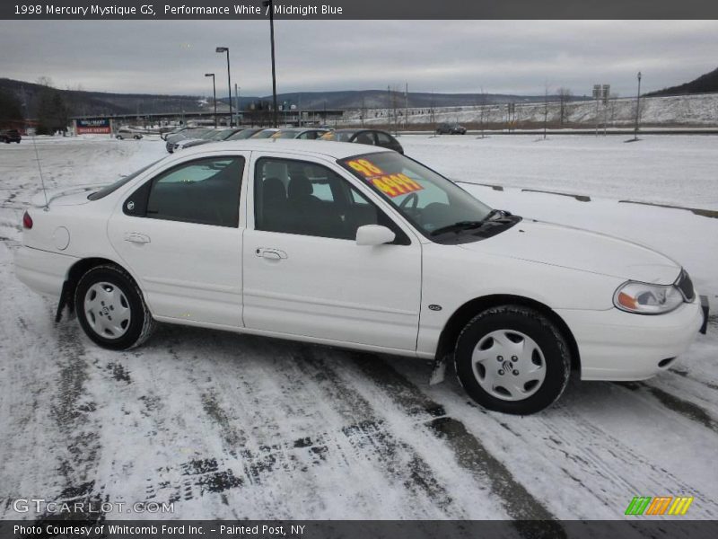 Performance White / Midnight Blue 1998 Mercury Mystique GS