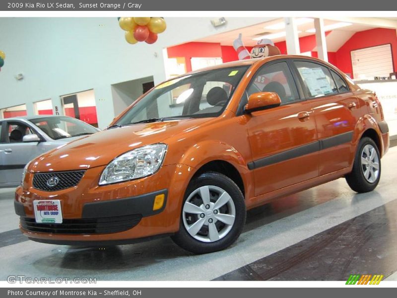 Sunset Orange / Gray 2009 Kia Rio LX Sedan